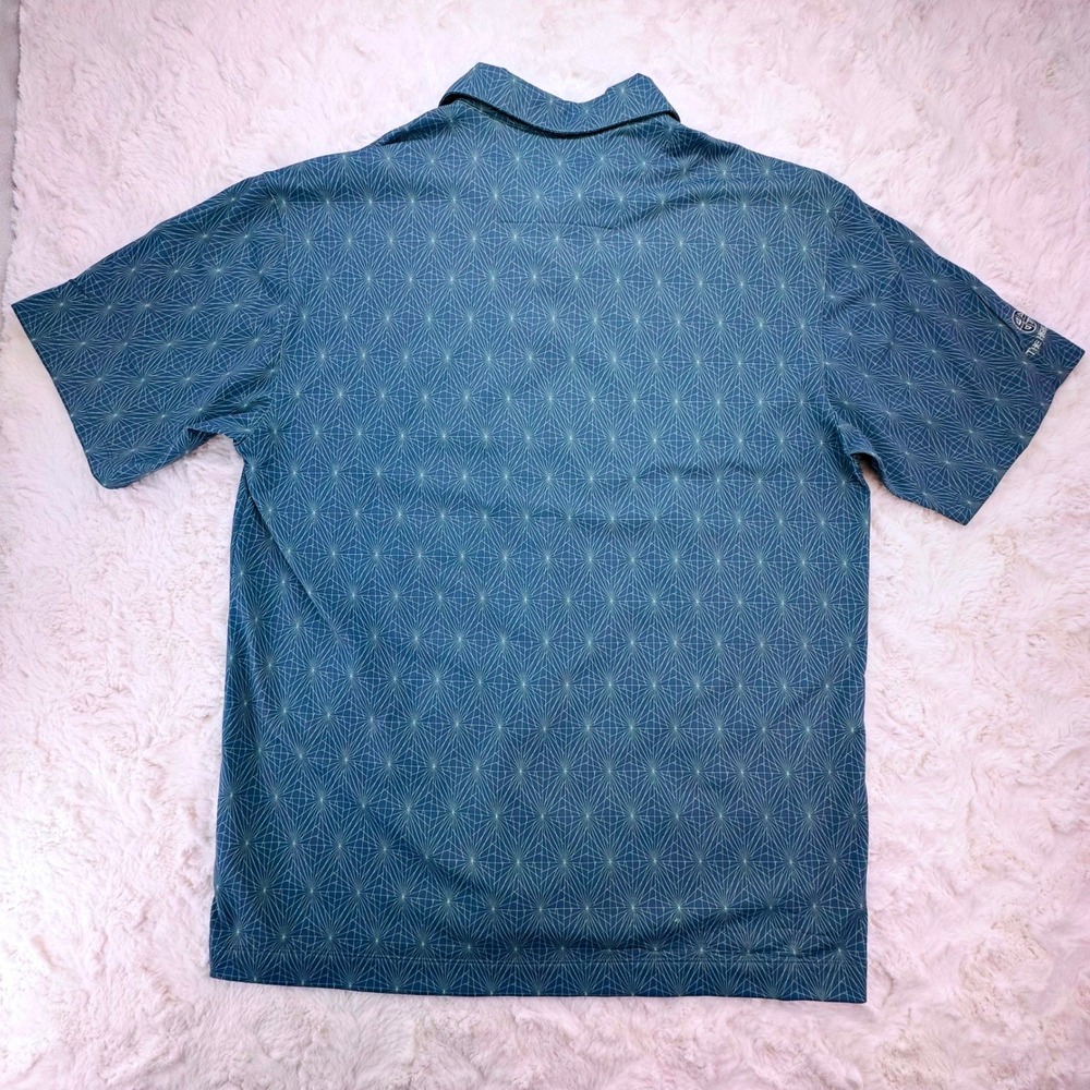 Nike Golf Mens Large Blue Geometric Starburst Fit Dry Short Sleeve Polo Shirt - Picture 3 of 11